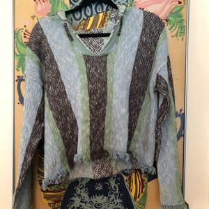 Free People Boho Cropped Striped Hoodie